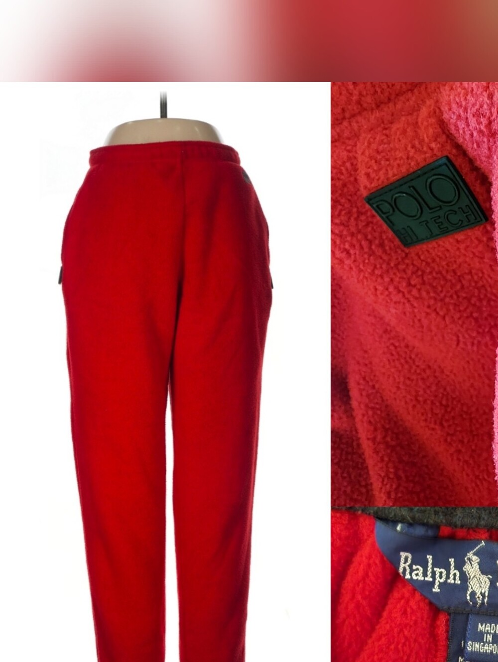 RARE Vintage Y2K Ralph Lauren Polo Hi Tech Teddy Fleece Jogger Sweat Pants Sz M